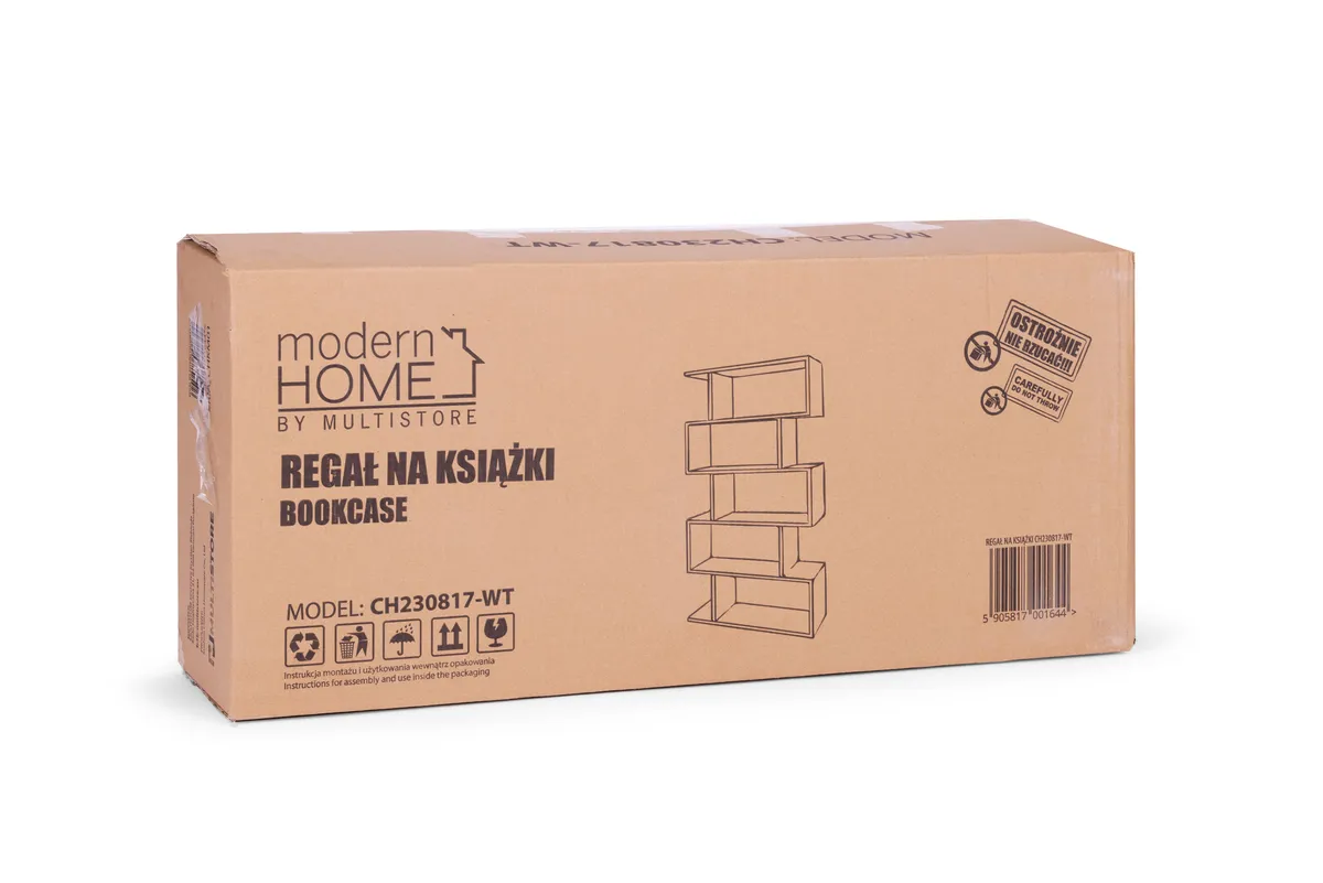 Könyvespolc, ModernHome CH230817-WT, fehér – 5. kép Könyvespolc, ModernHome CH230817-WT, fehér – 5. kép