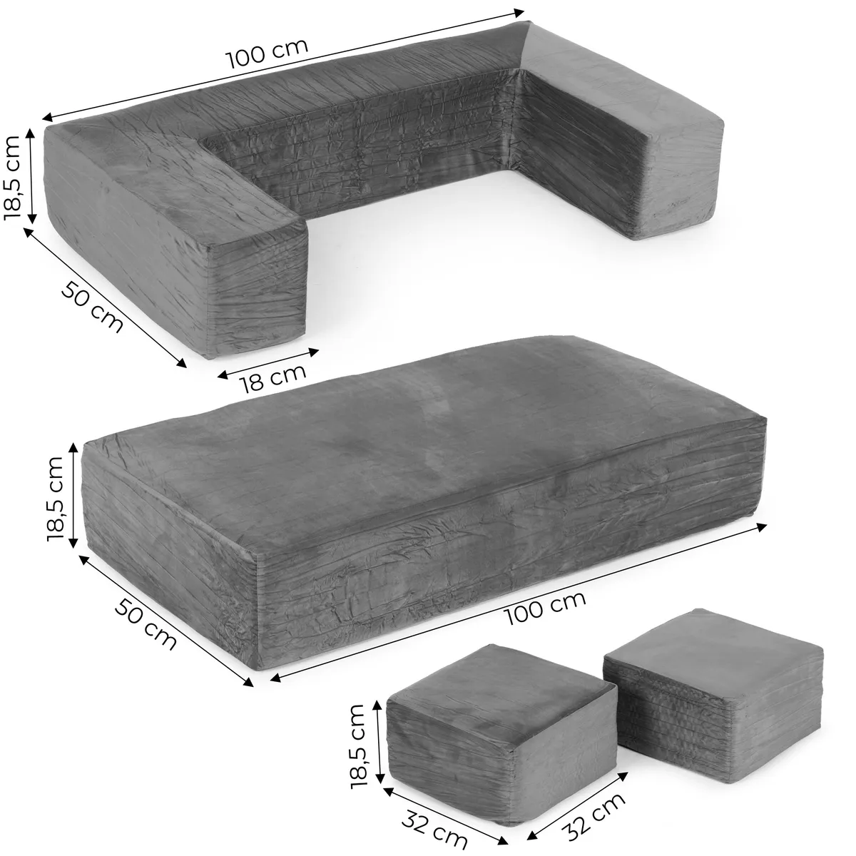 Gyerek moduláris fotel, ECOTOYS TMSRT-16-GY, szürke – 6. kép Gyerek moduláris fotel, ECOTOYS TMSRT-16-GY, szürke – 6. kép