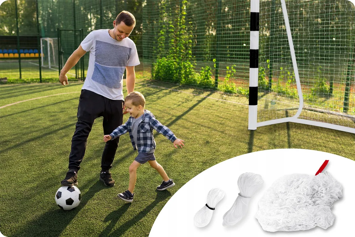 Futballkapu háló, Neo-Sport, 180 x 120 x 60 cm – 3. kép Kifeszített futballkapu háló