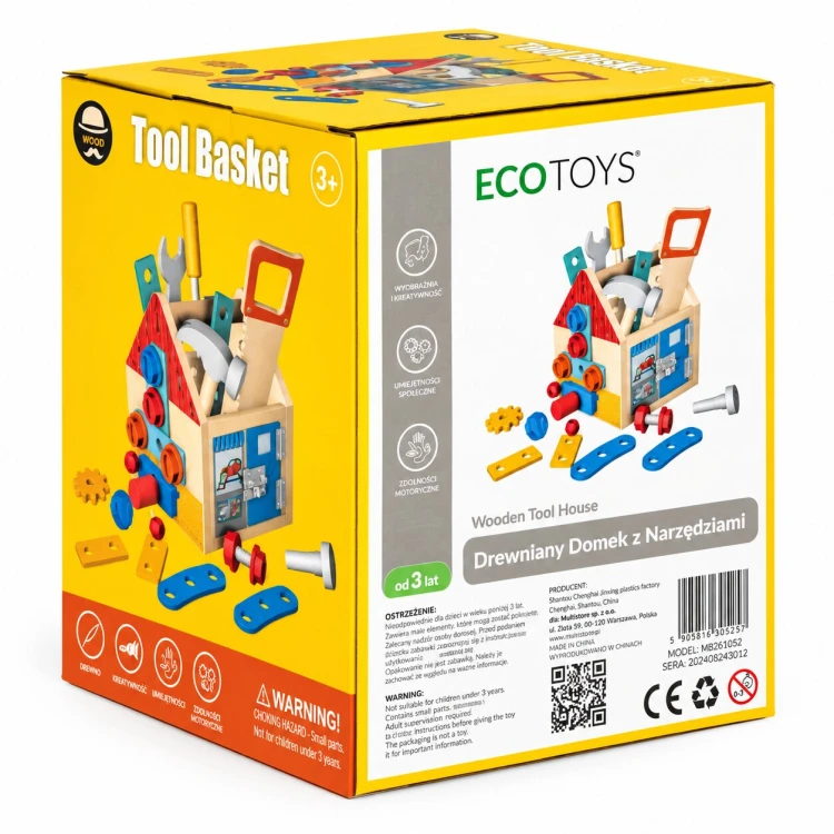 Fa gyerek munkapad, ECOTOYS HM261052, 15 x 16 x 19 cm – 8. kép ECOTOYS barkácskészlet 32 elemmel
