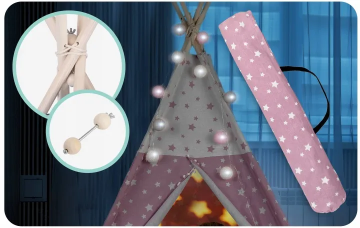 Gyereksátor, Nukido Tipi, fényfüzérrel – 6. kép