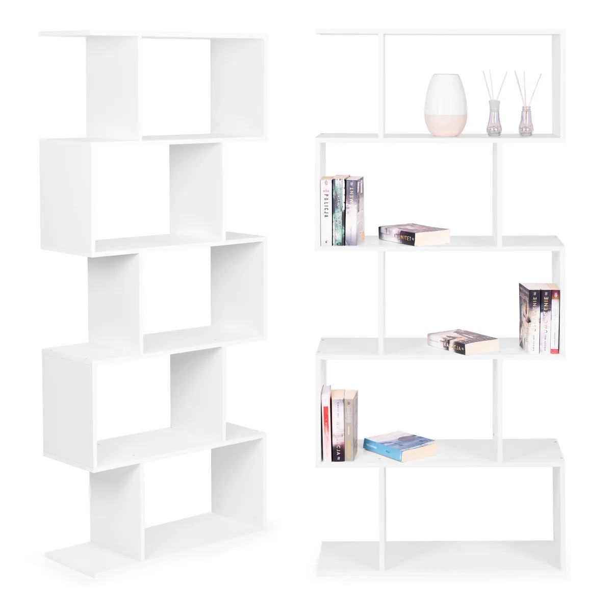 Könyvespolc, ModernHome CH230817-WT, fehér – 1. kép Könyvespolc, ModernHome CH230817-WT, fehér – 1. kép