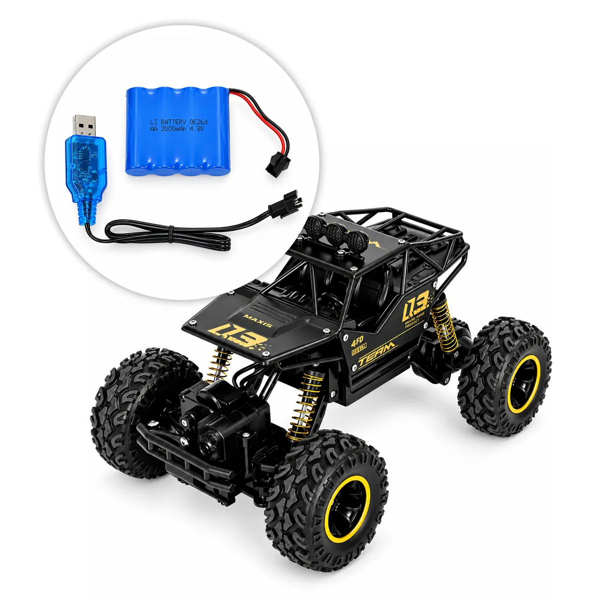 Távirányítós autó, ROCK CRAWLER HC402895, 25,5 x 17,5 x 15 cm – 5. kép Tölthető akkumulátor USB-s töltéssel