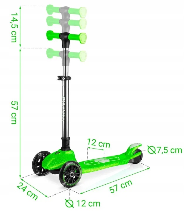 Háromkerekű roller, Ricokids Jelly, zöld – 11. kép Háromkerekű roller, Ricokids Jelly, zöld – 11. kép