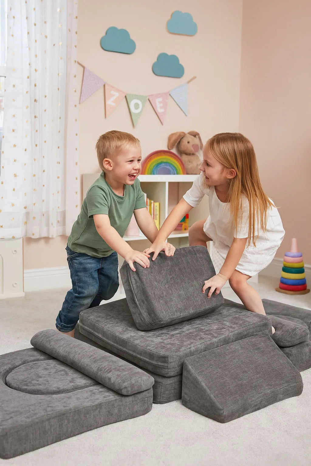 Gyerek moduláris fotel, ECOTOYS TMSRT-17-GY, szürke – 2. kép Gyerek moduláris fotel, ECOTOYS TMSRT-17-GY, szürke – 2. kép