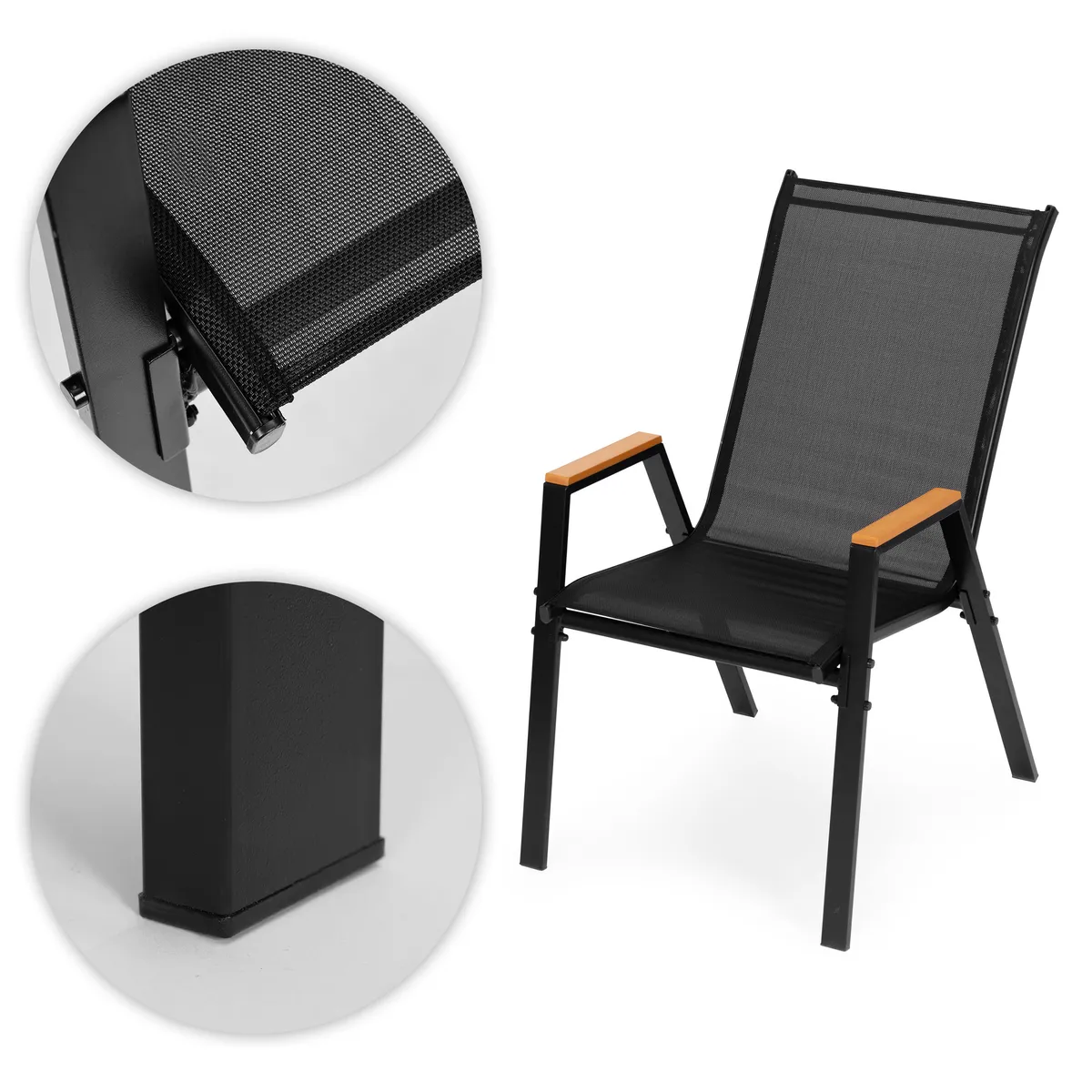 Kerti szék, MultiGarden SC-092W-2-1, fekete – 3. kép Kerti szék, MultiGarden SC-092W-2-1, fekete – 3. kép