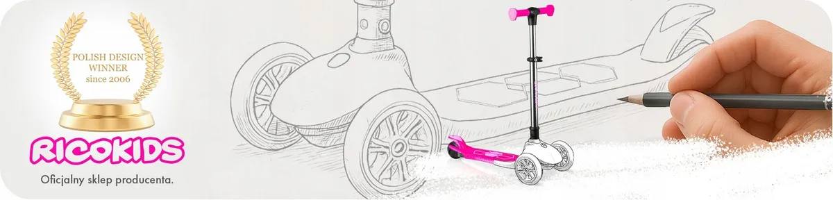 Háromkerekű roller, Ricokids Jelly, rózsaszín – 1. kép Háromkerekű roller, Ricokids Jelly, rózsaszín – 1. kép
