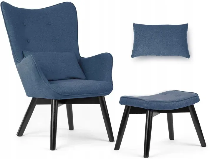 Lábtartós fotel, Sofotel Norse, kék/fekete – 1. kép Lábtartós fotel, Sofotel Norse, kék/fekete – 1. kép