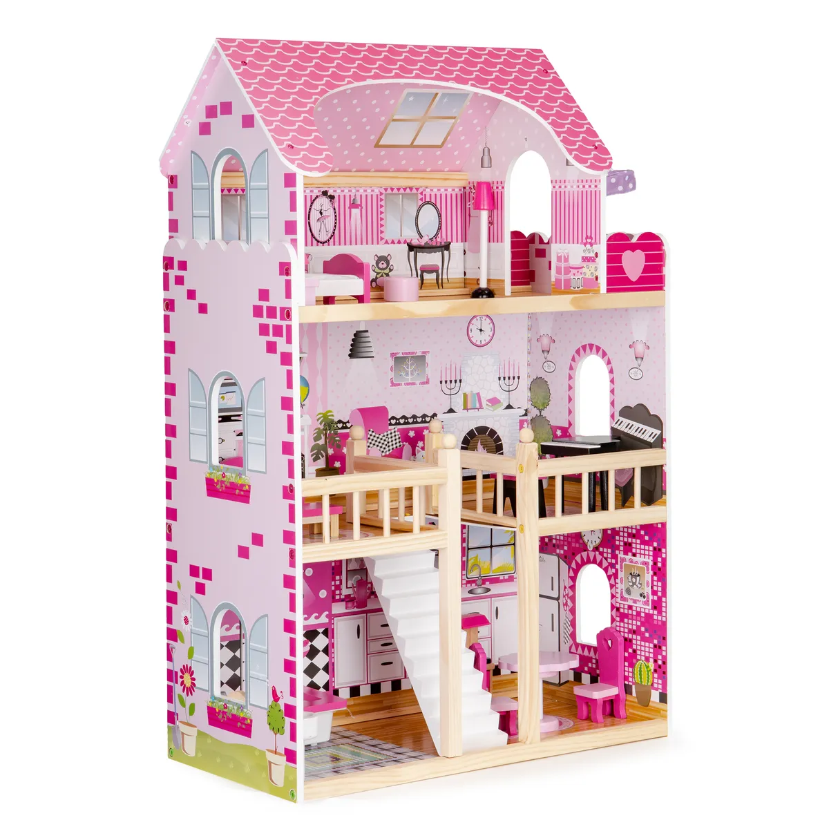 Fa babaház, ECOTOYS ECO06391, 59 x 30 x 90 cm – 2. kép Fa babaház, ECOTOYS ECO06391, 59 x 30 x 90 cm – 2. kép