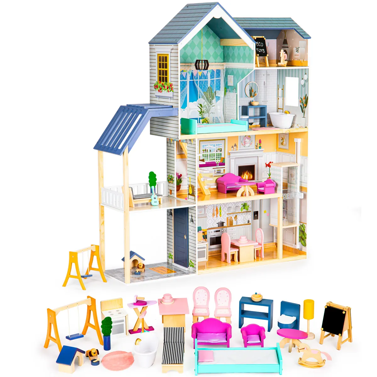 Fa babaház, ECOTOYS 8101, Maya rezidencia – 1. kép