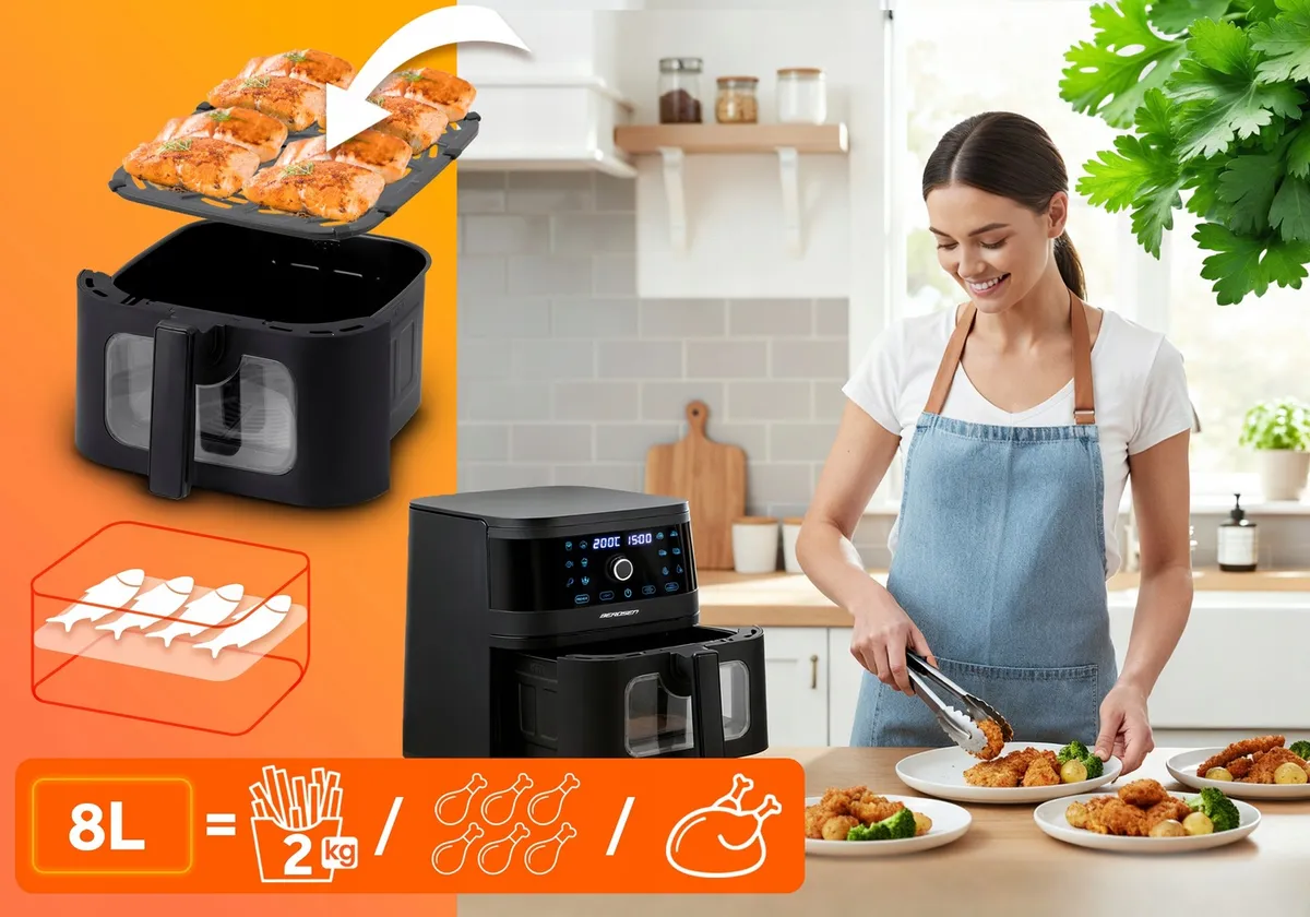 Air Fryer forrólevegős sütő, Berdsen BD-661, 8 l – 3. kép Air Fryer forrólevegős sütő, Berdsen BD-661, 8 l – 3. kép