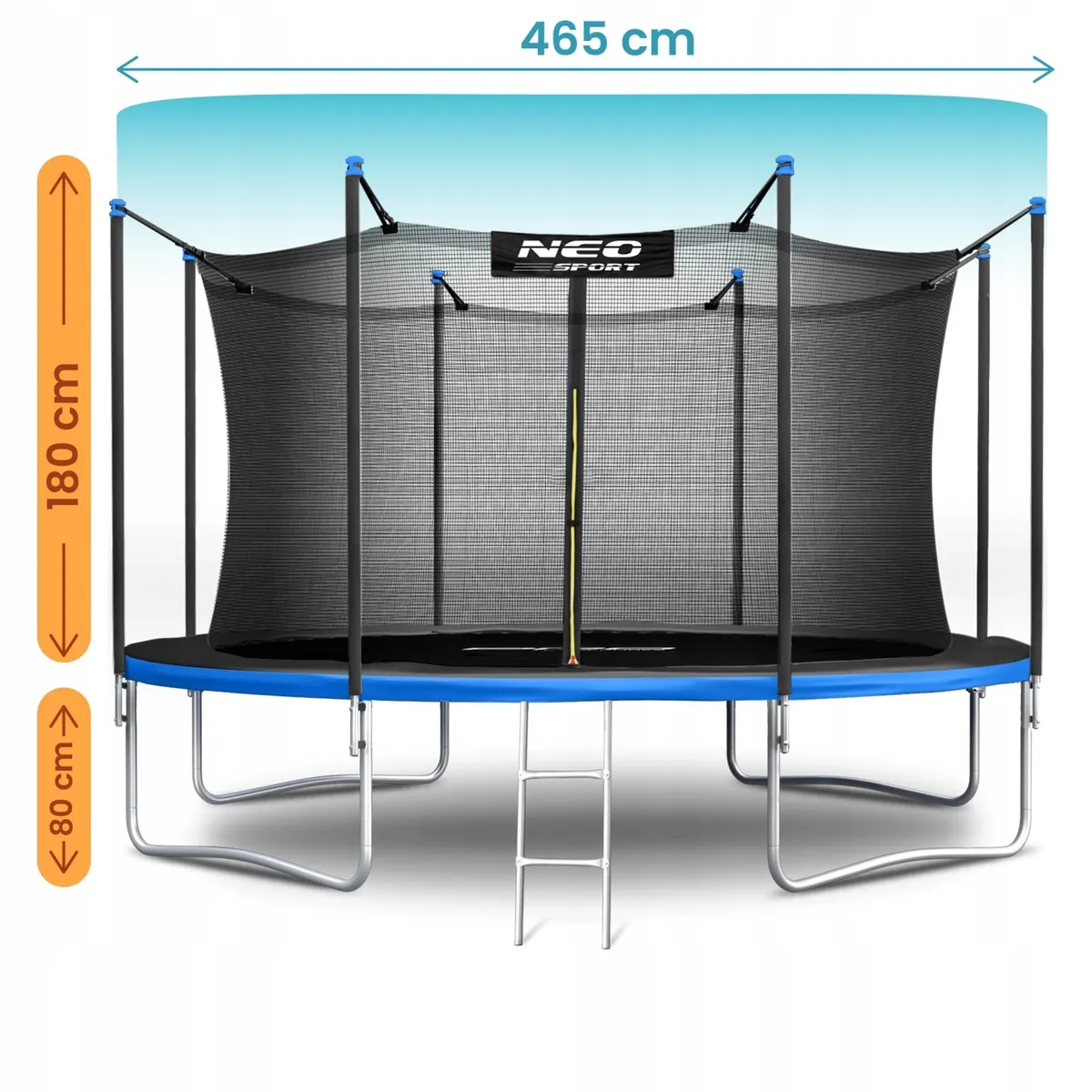 Kerti trambulin, Neo-Sport, fekete/kék – 1. kép Neo-Sport kerti trambulin 465 cm