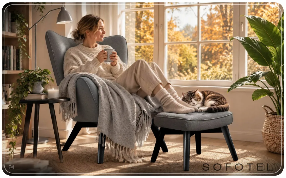 Lábtartós fotel, Sofotel Norse, szürke/fekete – 3. kép