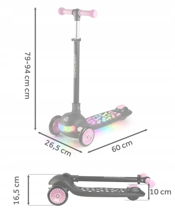 Háromkerekű roller, Ricokids Glowi, fekete/rózsaszín – 13. kép Háromkerekű roller, Ricokids Glowi, fekete/rózsaszín – 13. kép