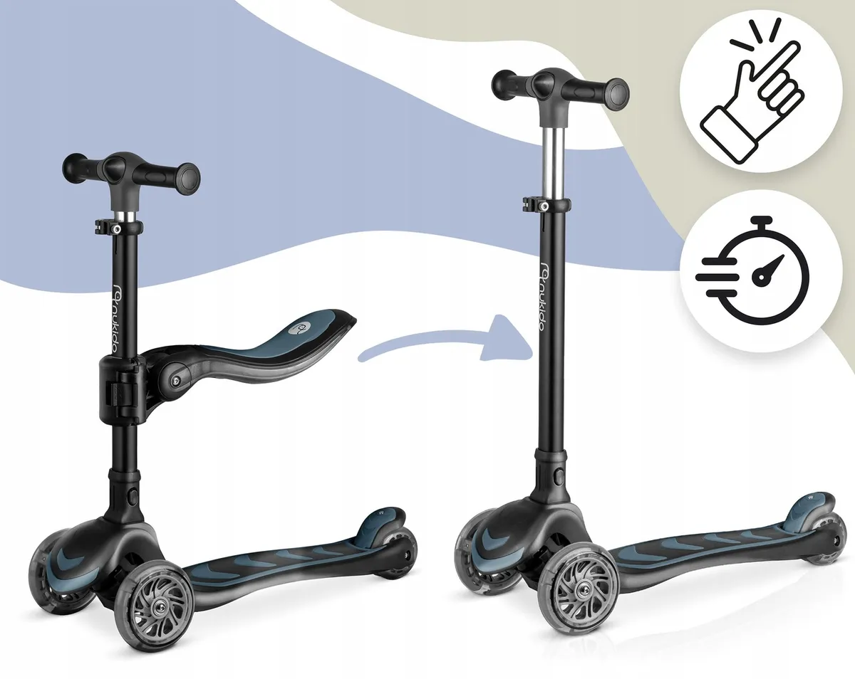 Háromkerekű roller, Nukido Flippo, fekete – 2. kép Háromkerekű roller, Nukido Flippo, fekete – 2. kép