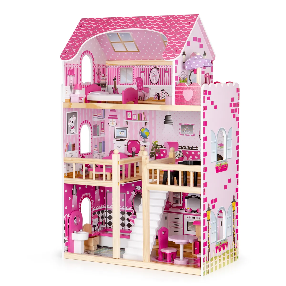 Fa babaház, ECOTOYS ECO06391, 59 x 30 x 90 cm – 1. kép Fa babaház, ECOTOYS ECO06391, 59 x 30 x 90 cm – 1. kép