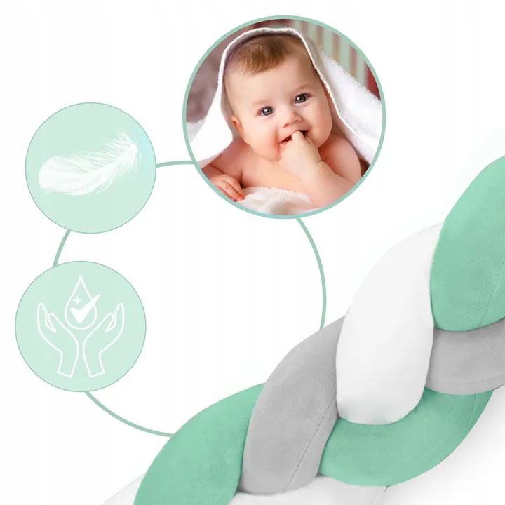 Rácsvédő kiságyba, Ricokids, zöld/szürke – 4. kép