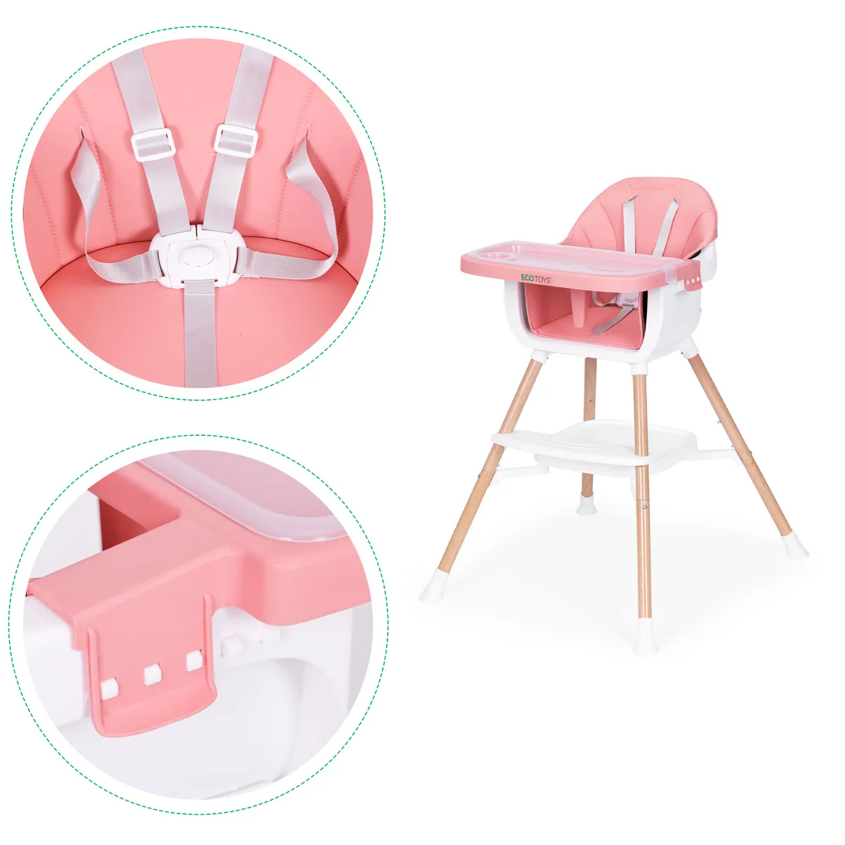 Etetőszék, ECOTOYS HC508, rózsaszín – 3. kép Etetőszék, ECOTOYS HC508, rózsaszín – 3. kép