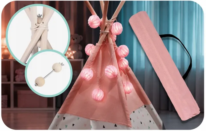 Gyereksátor, Nukido Tipi, fényfüzérrel – 6. kép