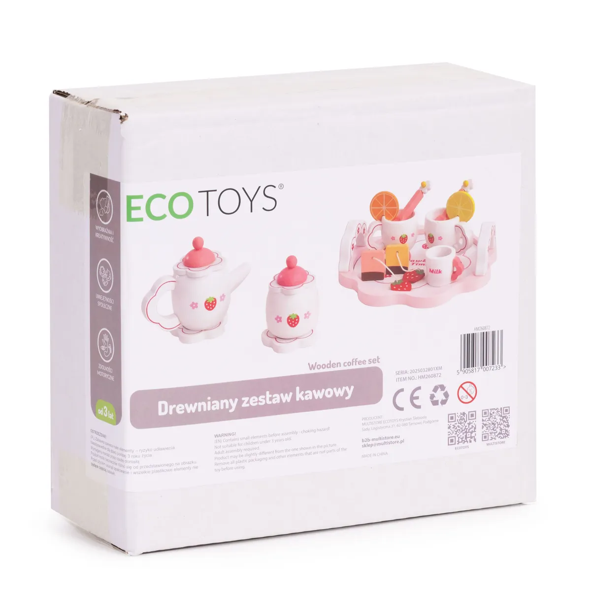 Játék teáskészlet, ECOTOYS HM260872, fa – 4. kép