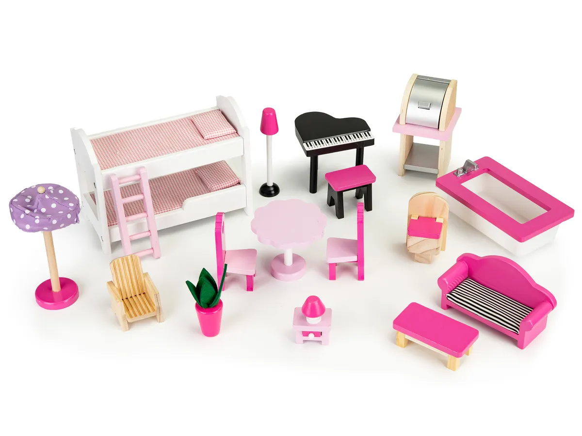 Fa babaház, ECOTOYS TL49059, 89 x 32,5 x 90 cm – 4. kép Fa babaház, ECOTOYS TL49059, 89 x 32,5 x 90 cm – 4. kép