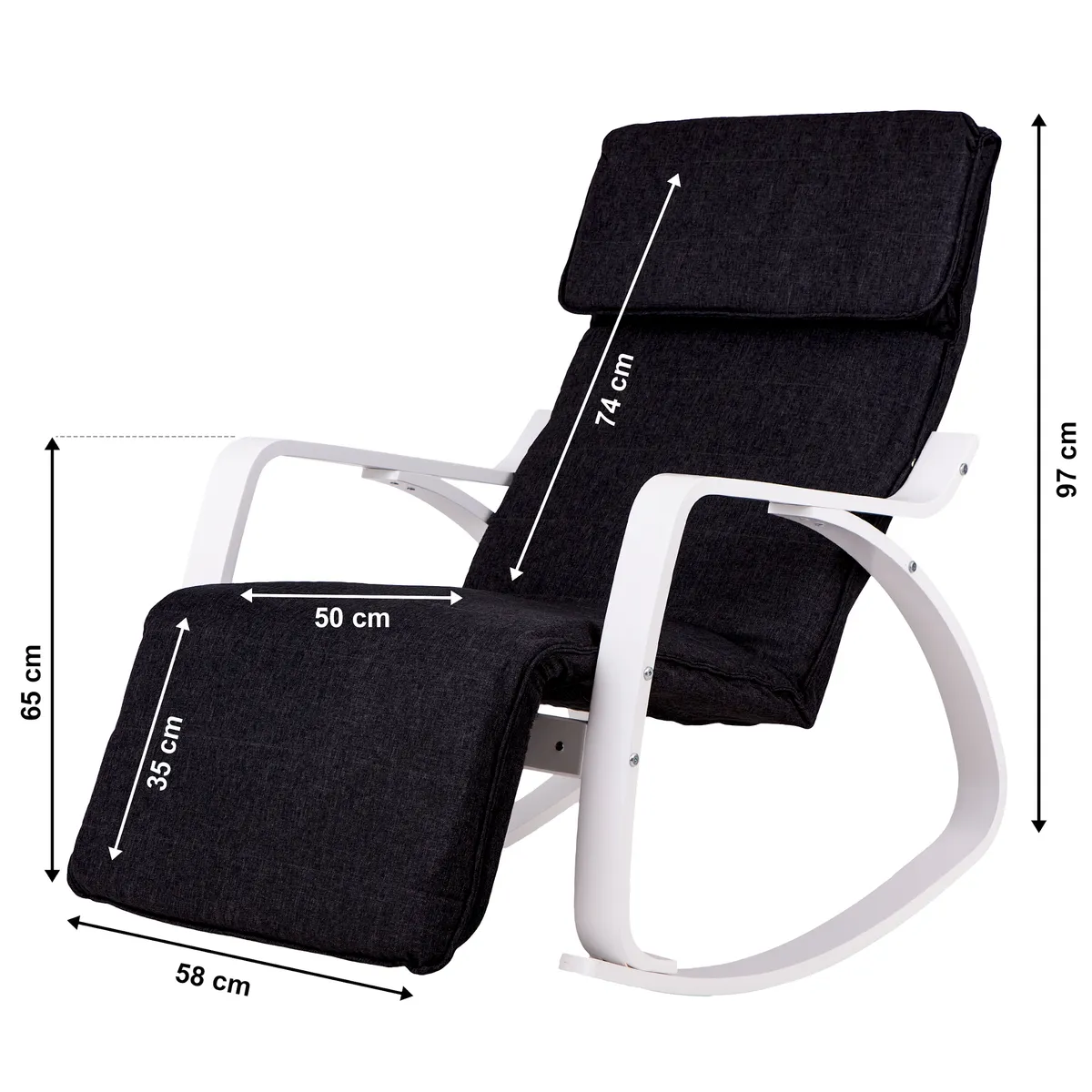 Hintaszék, ModernHome TXRC-03, fekete – 5. kép Hintaszék, ModernHome TXRC-03, fekete – 5. kép