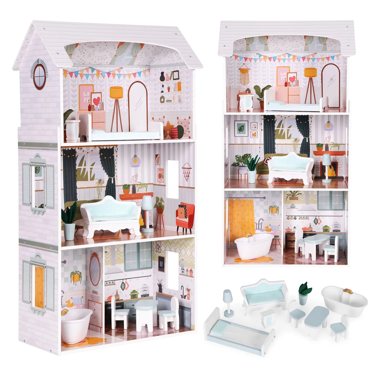 Fa babaház, ECOTOYS D8211, Alice – 1. kép Fa babaház, ECOTOYS D8211, Alice – 1. kép