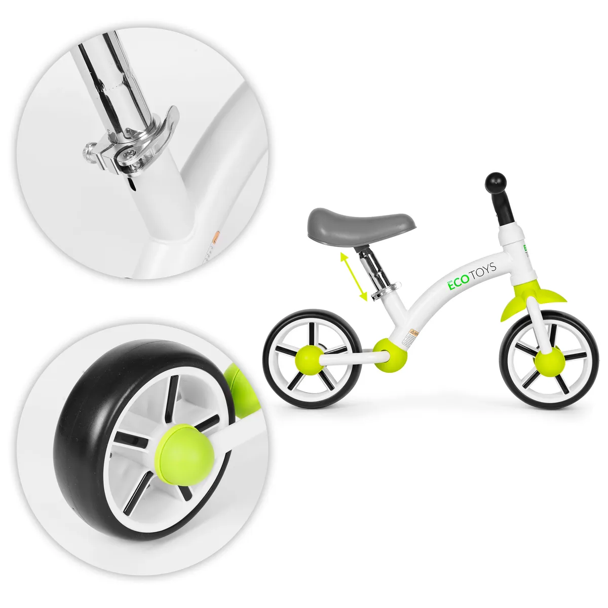 Kétkerekű futóbicikli, ECOTOYS LC-V1252, zöld – 3. kép Kétkerekű futóbicikli, ECOTOYS LC-V1252, zöld – 3. kép