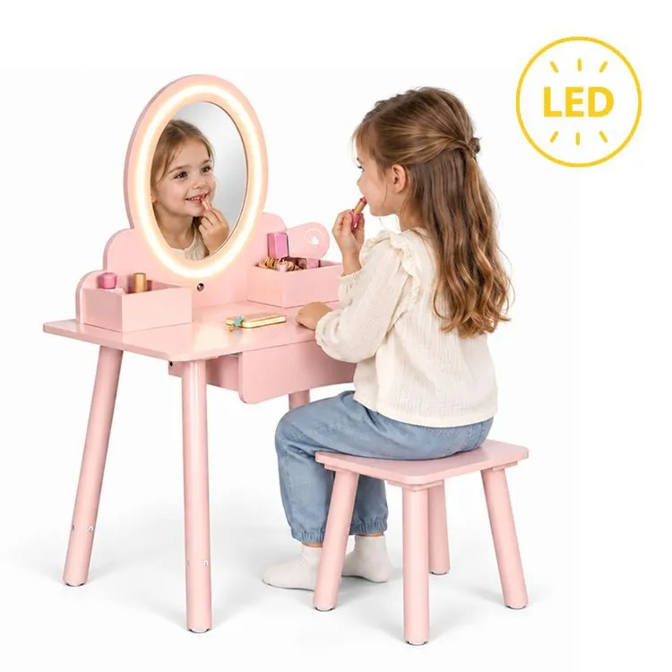 Gyerek fésülködőasztal, ECOTOYS TL106008, rózsaszín – 1. kép Gyerek fésülködőasztal, ECOTOYS TL106008, rózsaszín – 1. kép