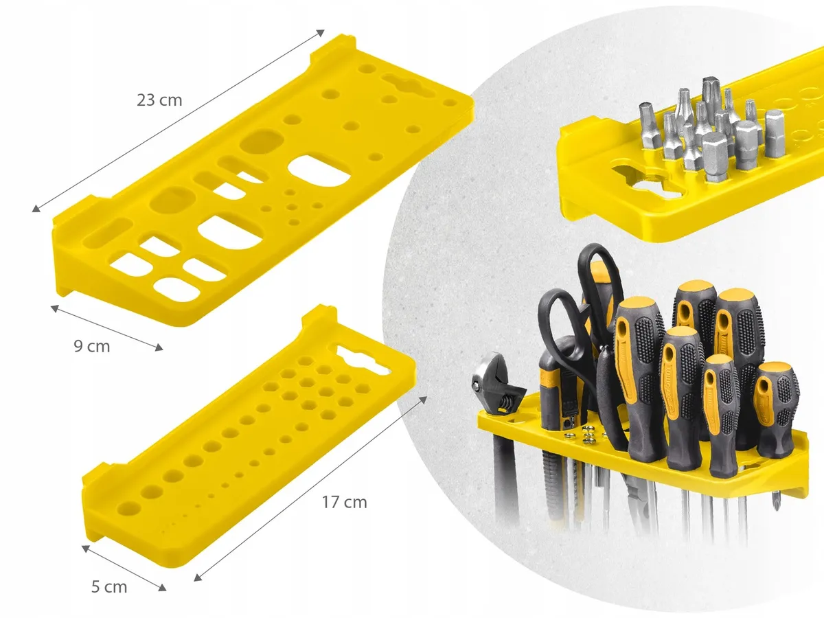 Fali szerszámtartó panel, Humberg HM-580, fekete/sárga – 7. kép Fali szerszámtartó panel, Humberg HM-580, fekete/sárga – 7. kép