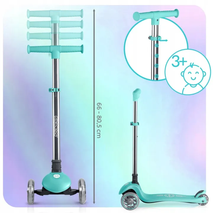 Háromkerekű roller, Ricokids Glow, türkiz – 8. kép Háromkerekű roller, Ricokids Glow, türkiz – 8. kép