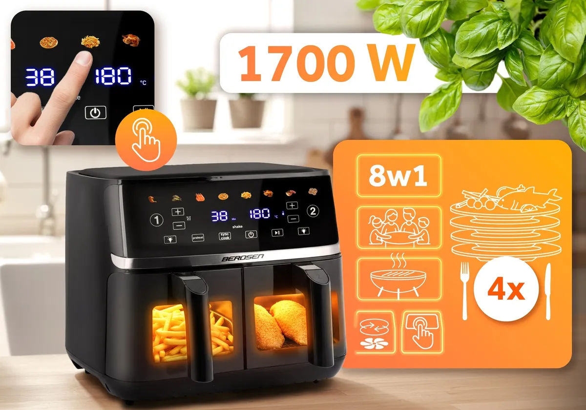 Air Fryer forrólevegős sütő, Berdsen BD-657, fekete – 2. kép