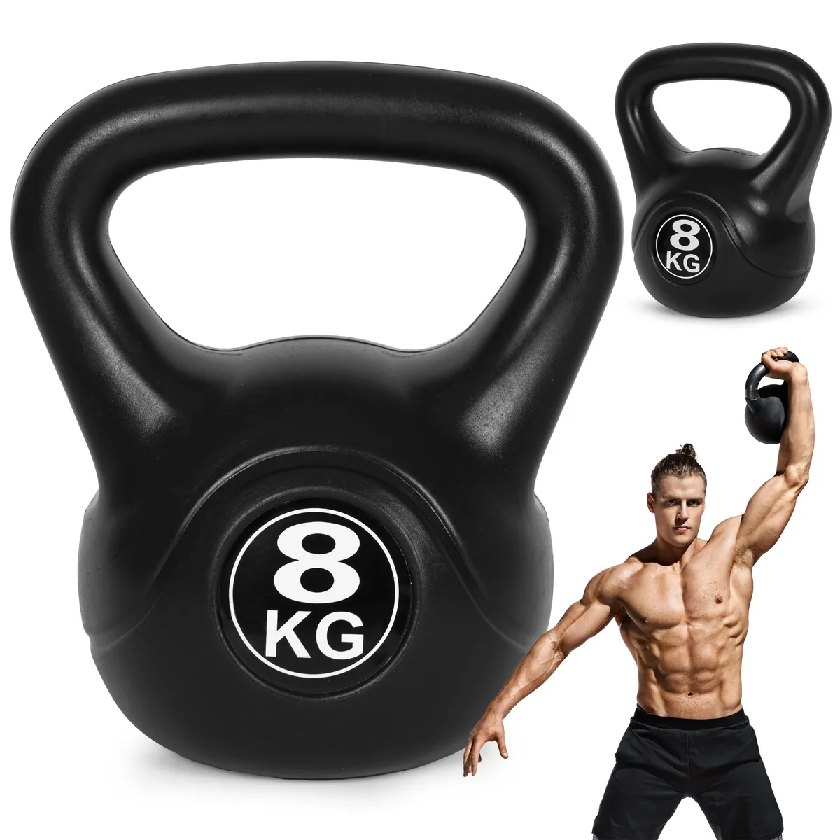 Kettlebell súlyzó, ModernHome CK-8-BC, fekete – 1. kép