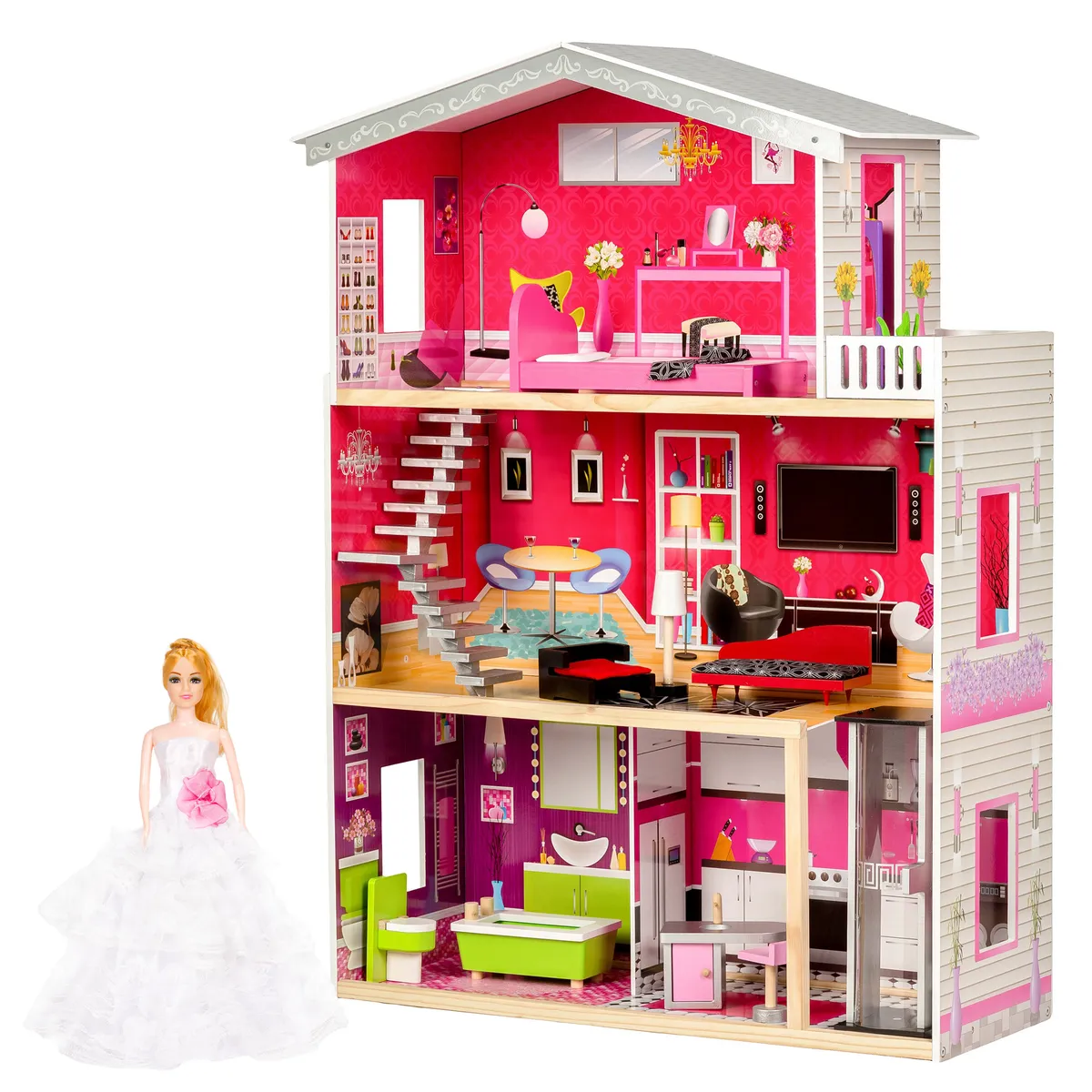 Fa babaház, ECOTOYS 4118, Malibu rezidencia – 1. kép Fa babaház, ECOTOYS 4118, Malibu rezidencia – 1. kép