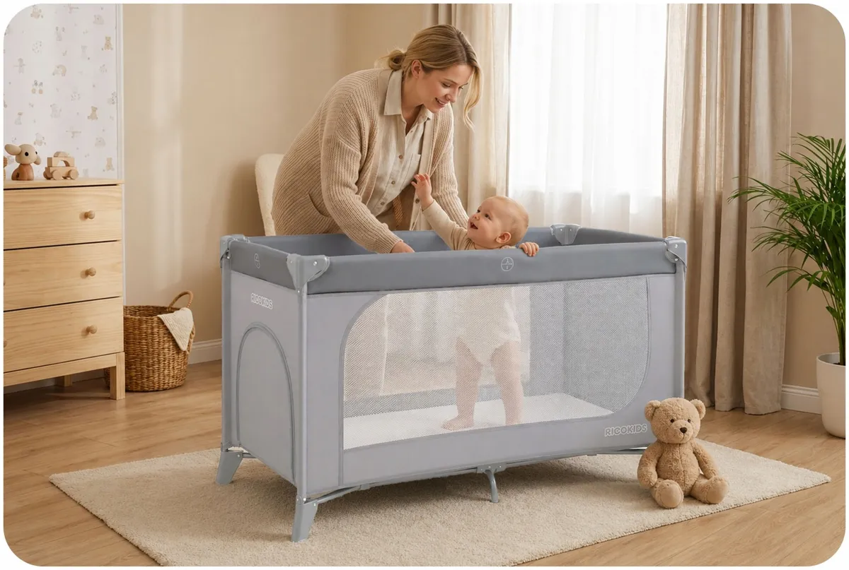 Utazó gyerekágy, Ricokids RK-240, szürke – 11. kép
