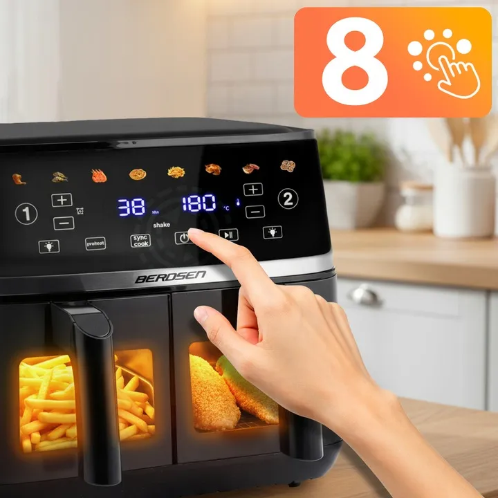 Air Fryer forrólevegős sütő, Berdsen BD-657, fekete – 5. kép