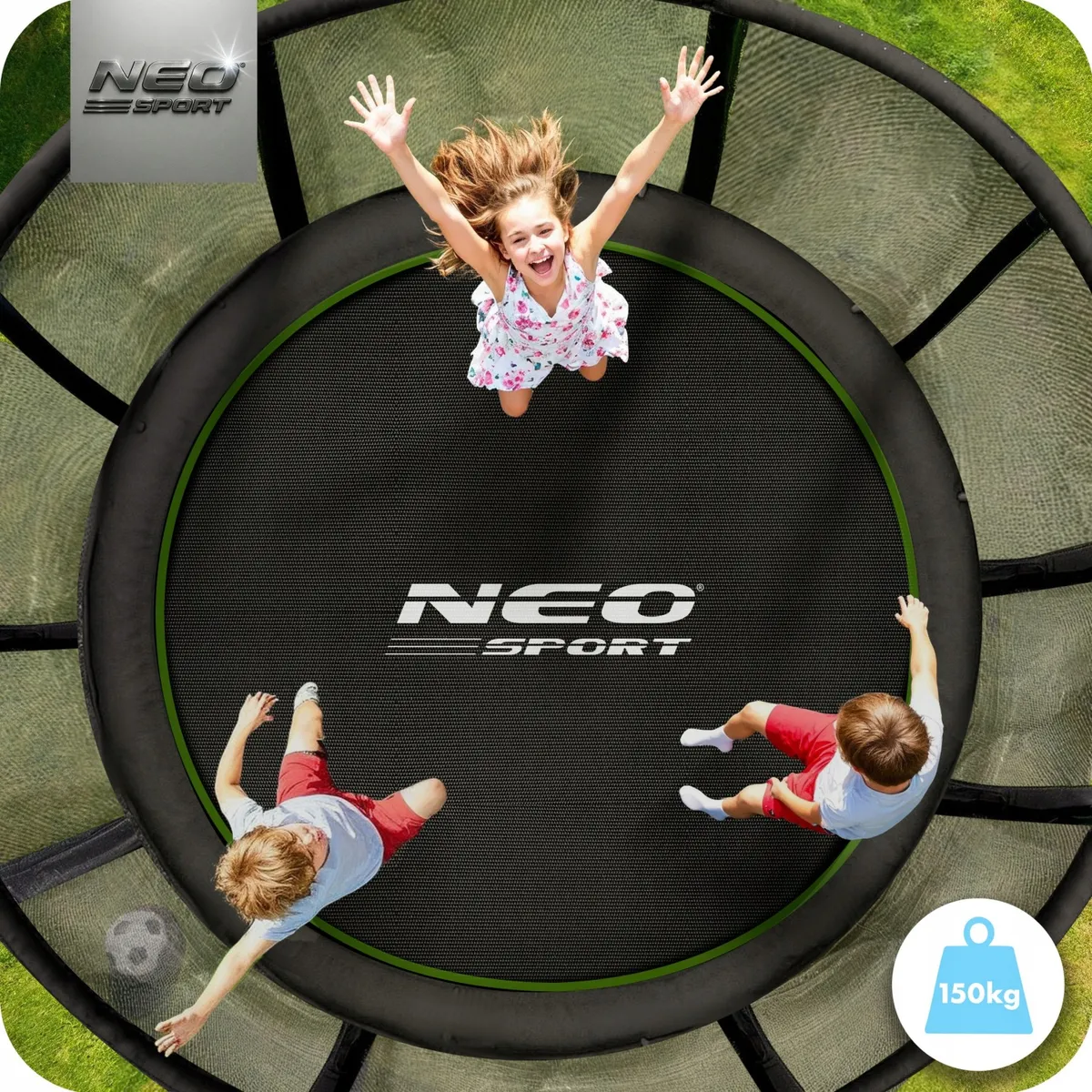 Kerti trambulin, Neo-Sport, fekete/zöld – 14. kép