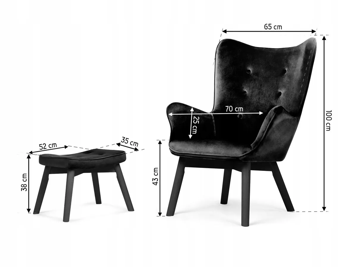 Lábtartós fotel, Sofotel Norse, fekete – 5. kép Lábtartós fotel, Sofotel Norse, fekete – 5. kép