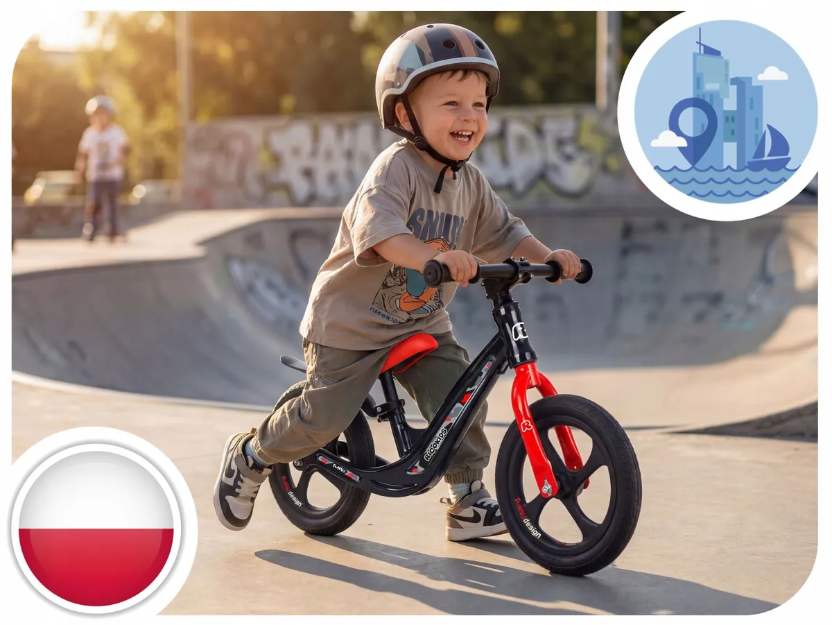 Kétkerekű futóbicikli, Ricokids Funnu, fekete/piros – 9. kép