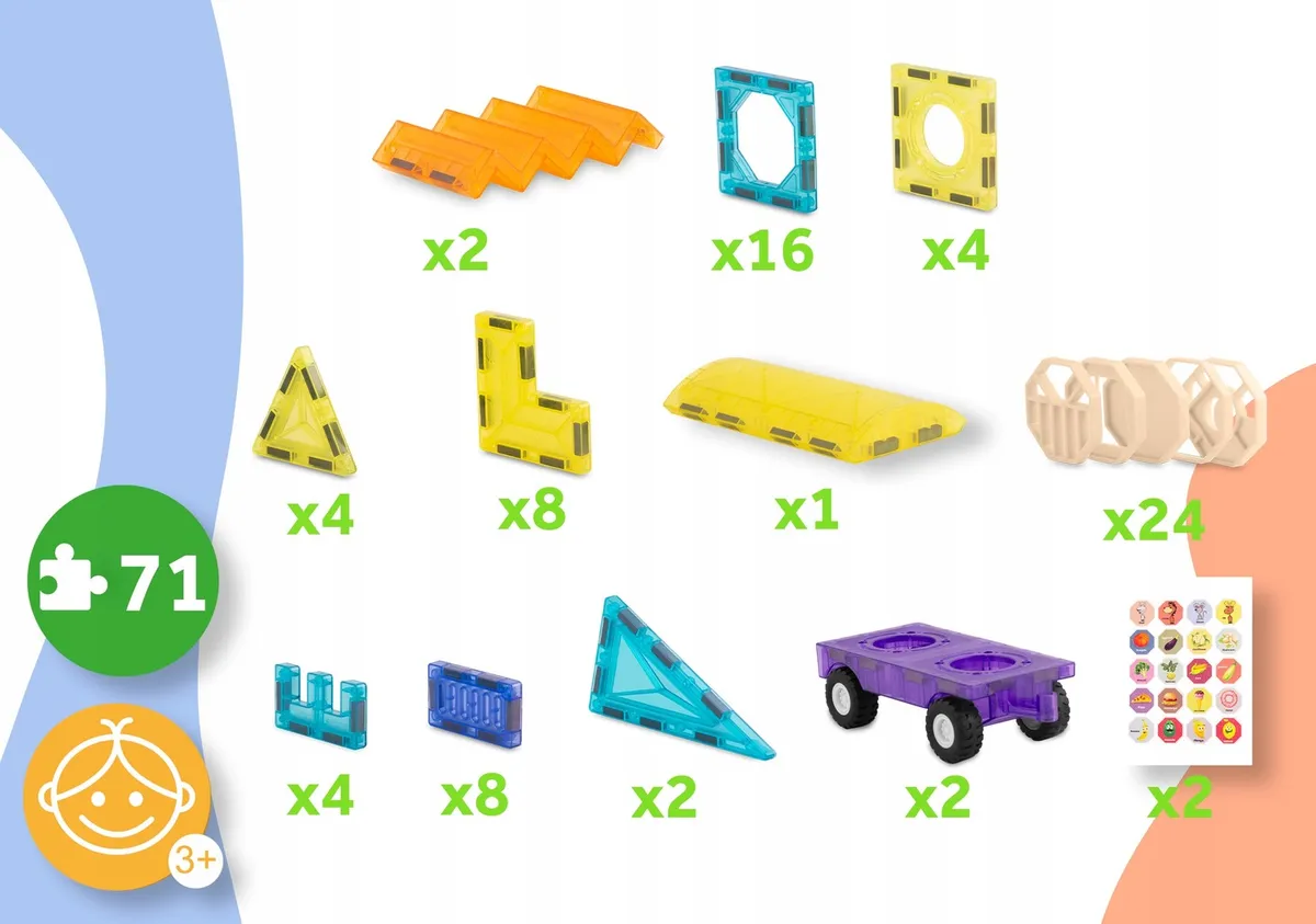 Mágneses játékkészlet, Ricokids RK-782, 71 db – 6. kép Mágneses játékkészlet, Ricokids RK-782, 71 db – 6. kép