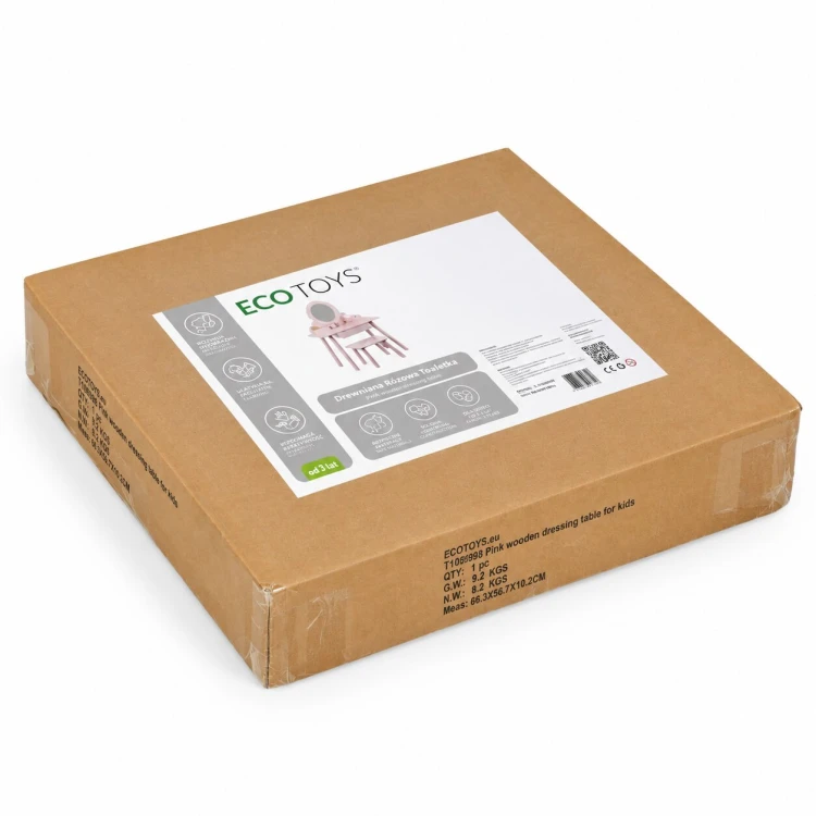 Gyerek fésülködőasztal, ECOTOYS TL106008, rózsaszín – 2. kép Gyerek fésülködőasztal, ECOTOYS TL106008, rózsaszín – 2. kép