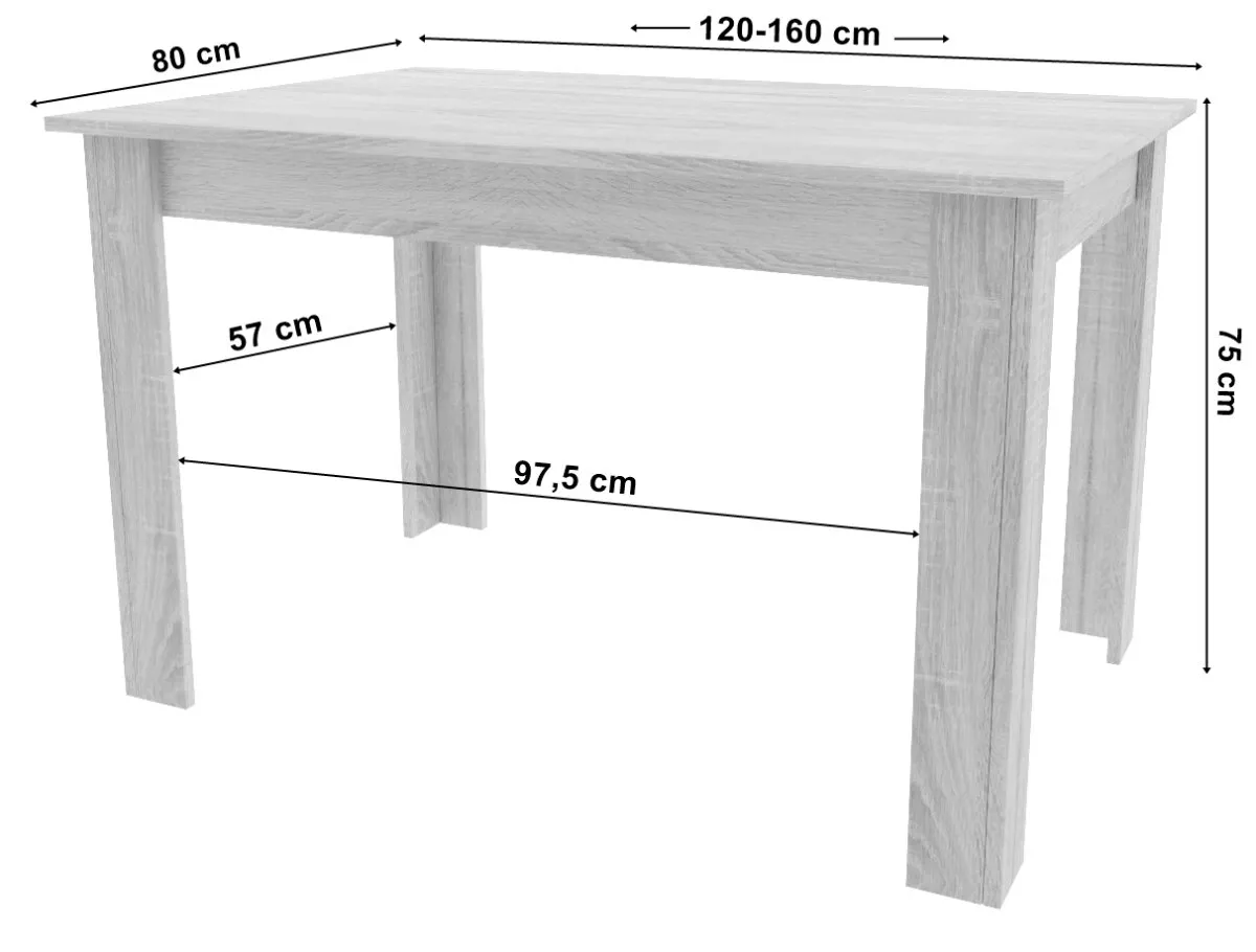 Étkezőasztal, Leobert 15517-1, 120–160 x 80 cm – 5. kép Étkezőasztal, Leobert 15517-1, 120–160 x 80 cm – 5. kép
