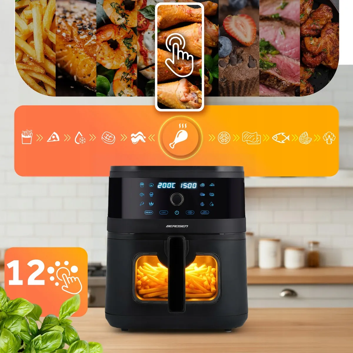 Air Fryer forrólevegős sütő, Berdsen BD-661, 8 l – 8. kép Air Fryer forrólevegős sütő, Berdsen BD-661, 8 l – 8. kép