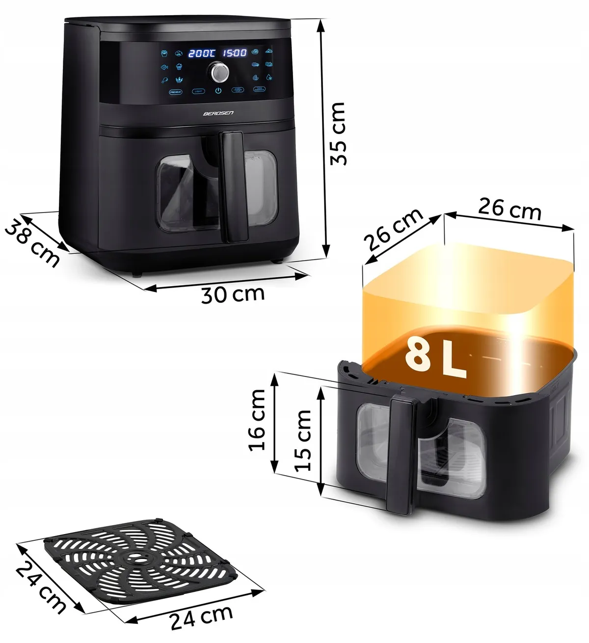 Air Fryer forrólevegős sütő, Berdsen BD-661, 8 l – 10. kép Air Fryer forrólevegős sütő, Berdsen BD-661, 8 l – 10. kép