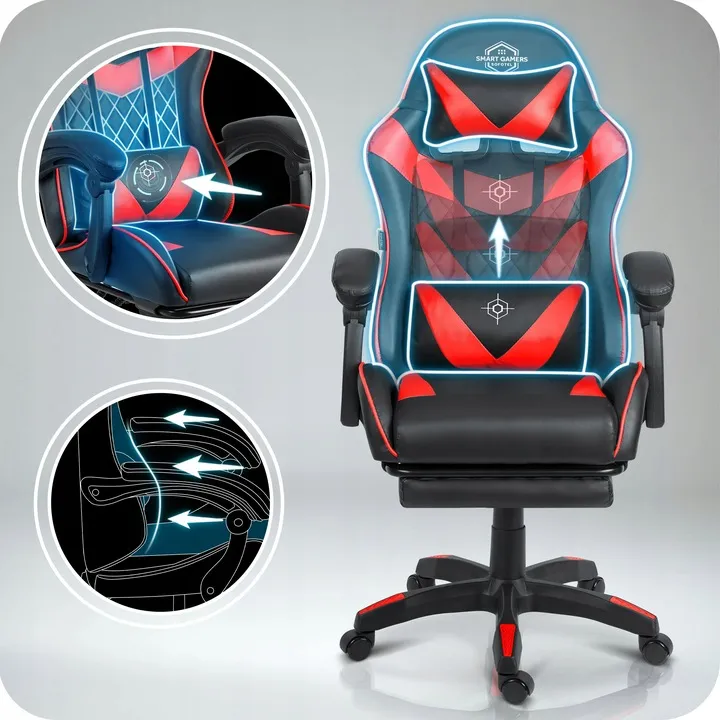 Gamer szék, Sofotel Draknor II, fekete-piros – 4. kép Gamer szék, Sofotel Draknor II, fekete-piros – 4. kép