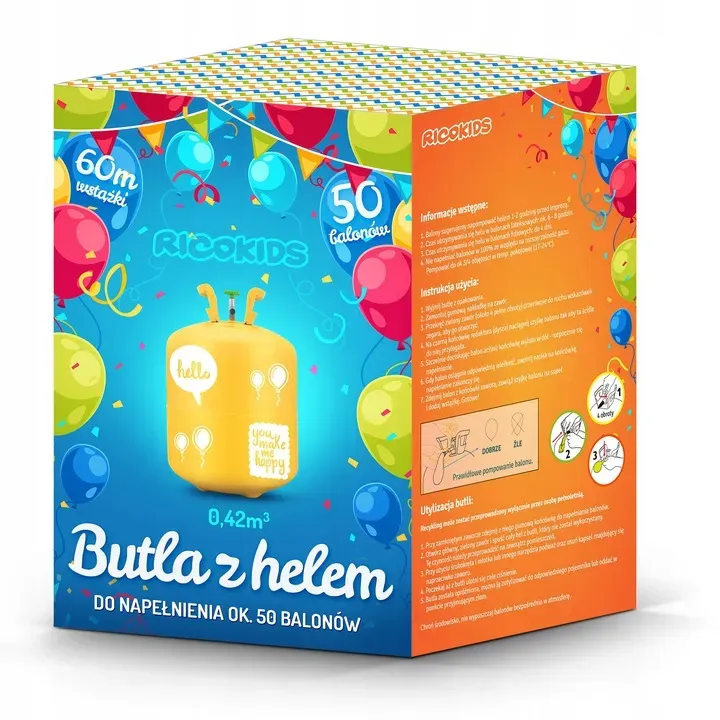 Hélium 50 db lufi felfújásához, Ricokids, sárga – 3. kép Hélium 50 db lufi felfújásához, Ricokids, sárga – 3. kép