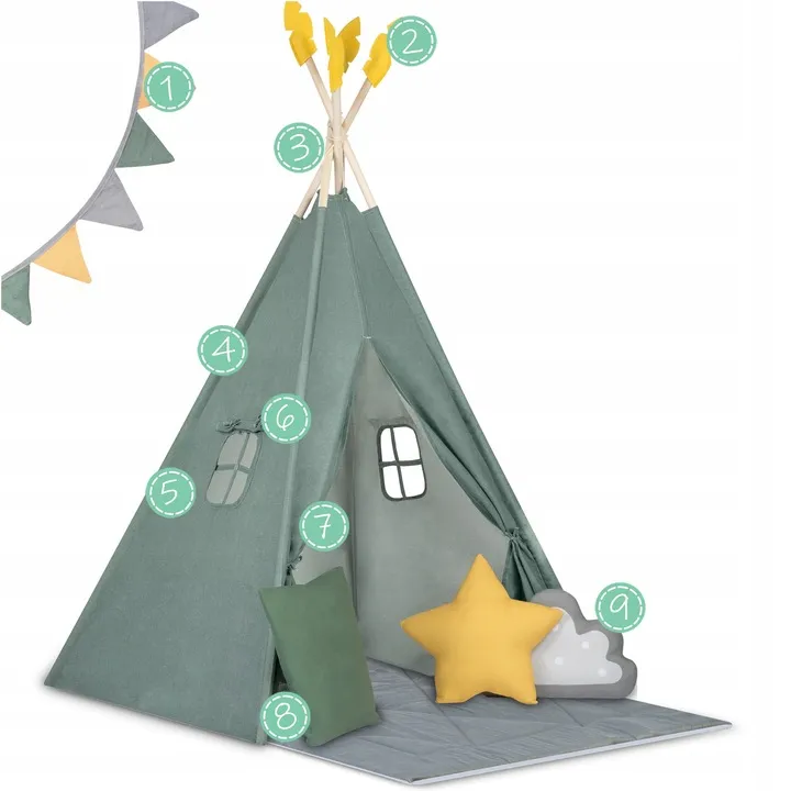 Gyereksátor, Nukido NK-406 Tipi, 116 x 116 x 165 cm – 9. kép Gyereksátor, Nukido NK-406 Tipi, 116 x 116 x 165 cm – 9. kép