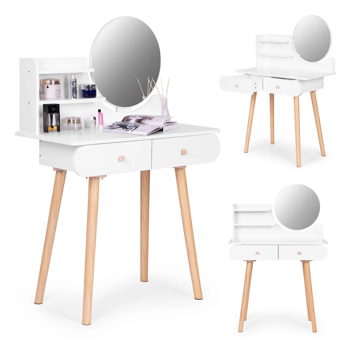 Sminkasztal, ModernHome CHDT05, fehér – 1. kép