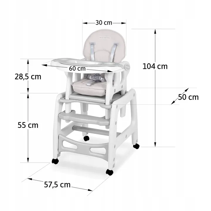 Etetőszék, Ricokids Sinco, szürke – 8. kép