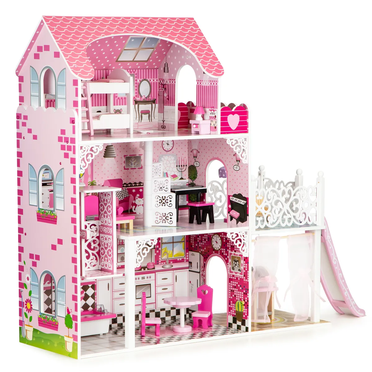 Fa babaház, ECOTOYS TL49059, 89 x 32,5 x 90 cm – 2. kép Fa babaház, ECOTOYS TL49059, 89 x 32,5 x 90 cm – 2. kép